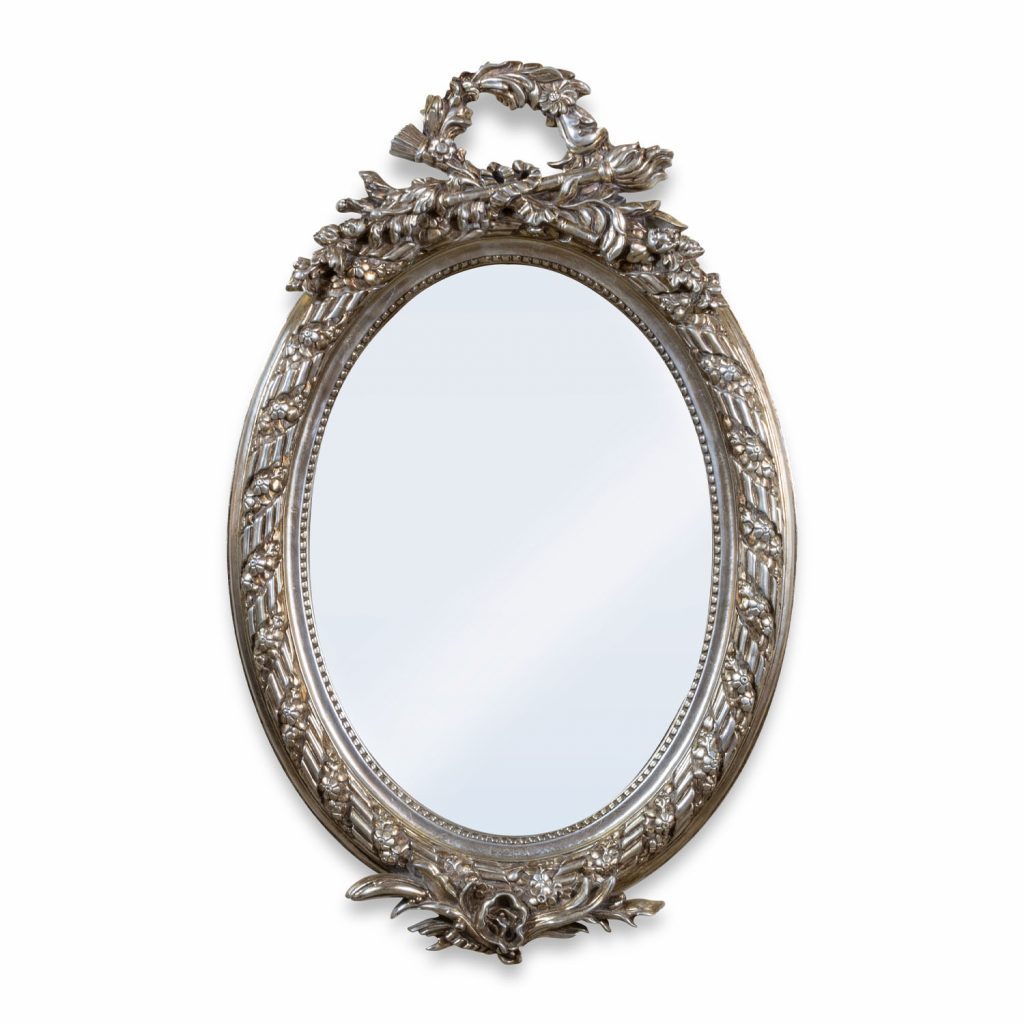 Silver Oval Ornate Mirror